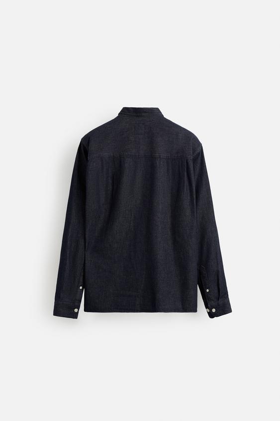 Zara Camisa Denim Leve Azul