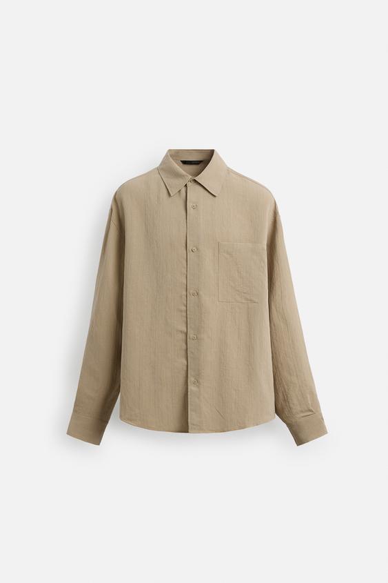 Zara Camisa FLuida Com Bolso Torrado