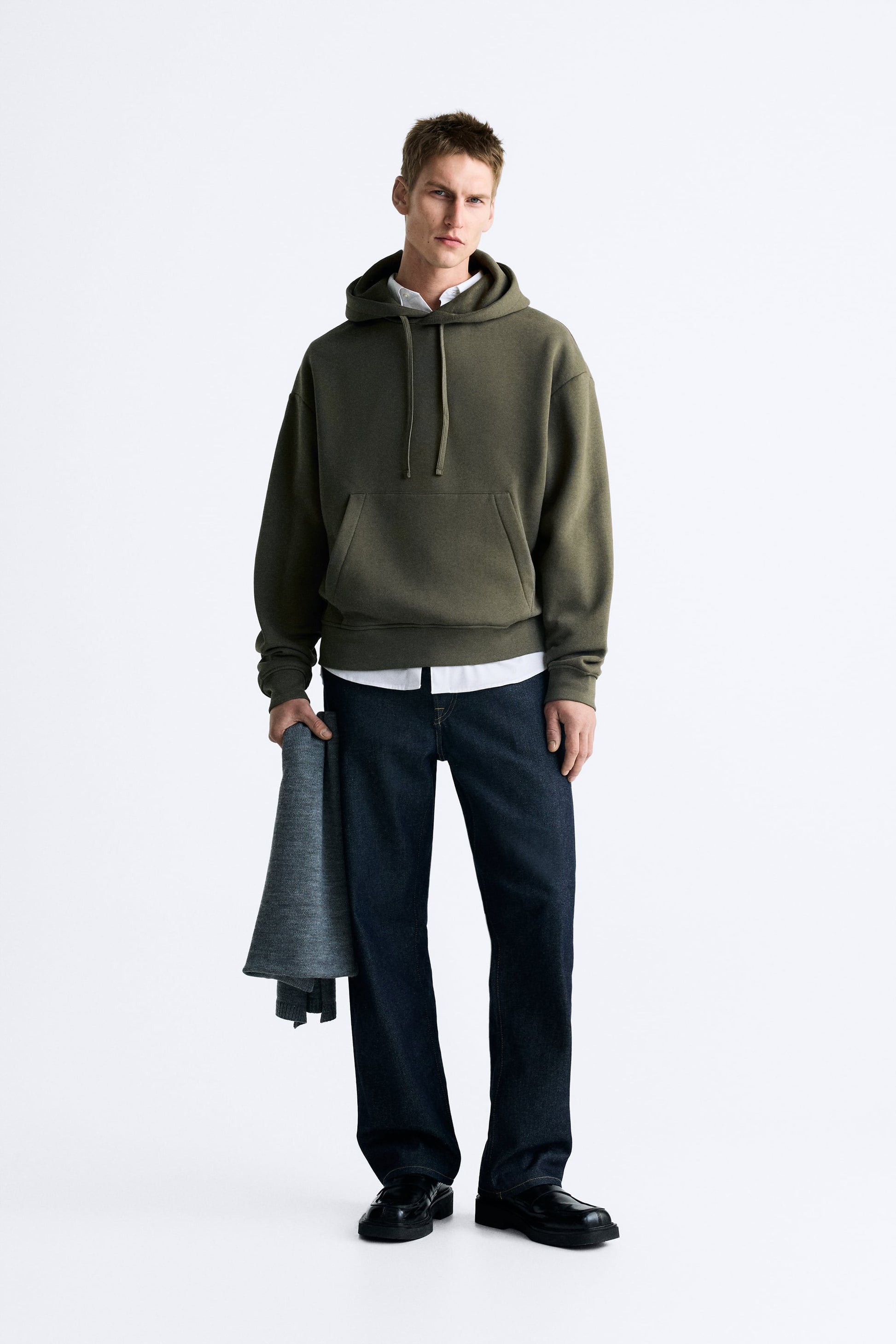 Zara Hoodie Básica Verde