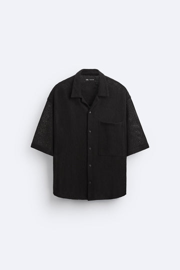 Zara Camisa Com Estrutura Croché Preta