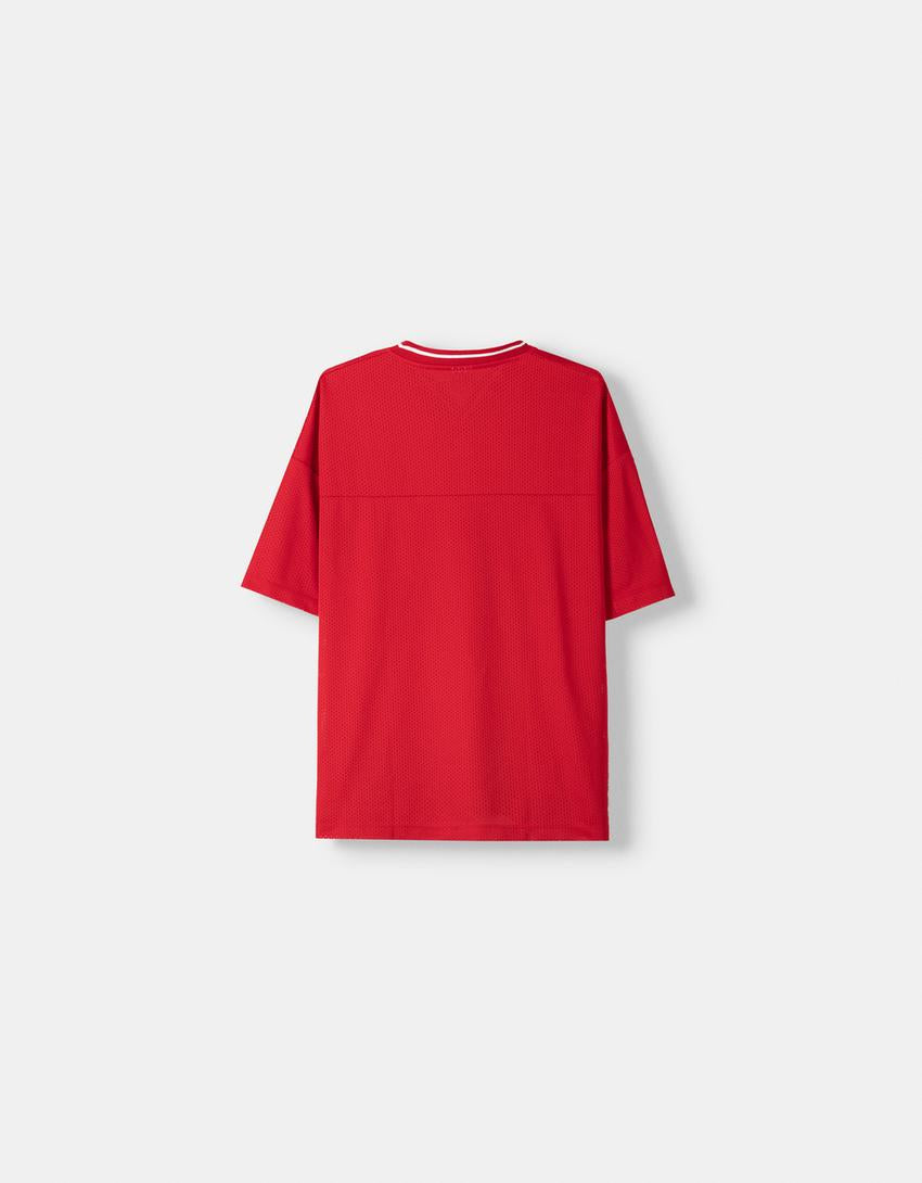 Bershka T-Shirt Oversized Mesh Sport