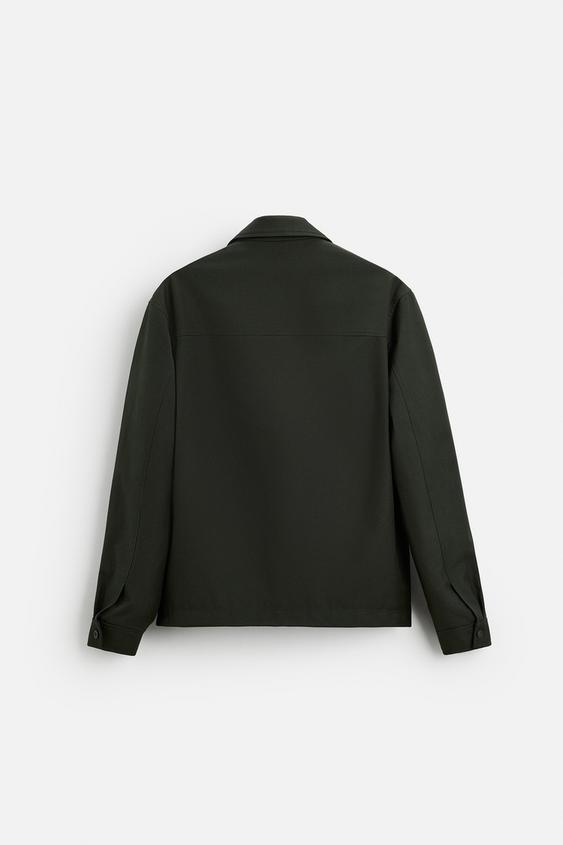 Zara Camisa Regular Fit Verde Escuro