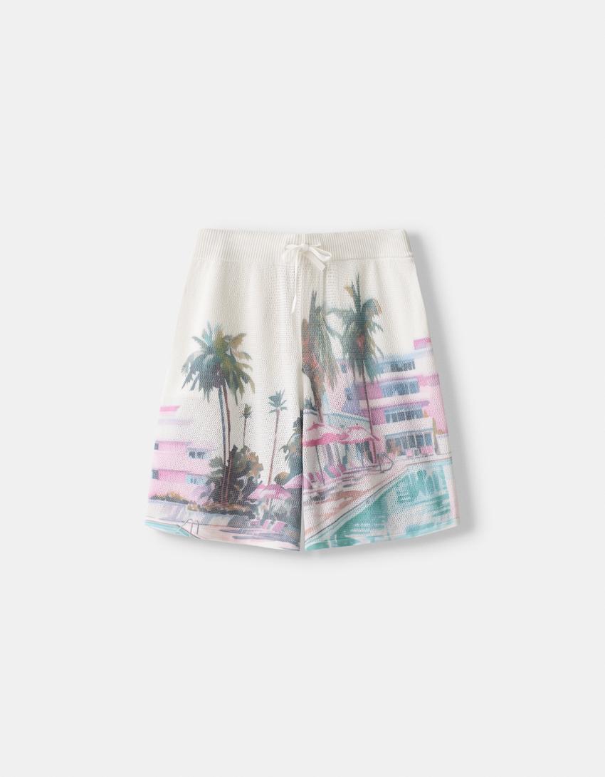 Bershka Calções Com Estampa Paradiso