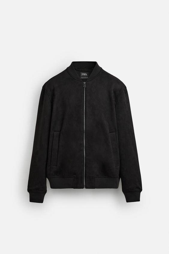 Zara Casaco Bomber Efeito Carmuças Preto