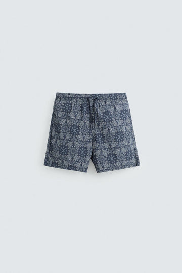 Zara Calções De Banho De Estampa Azul