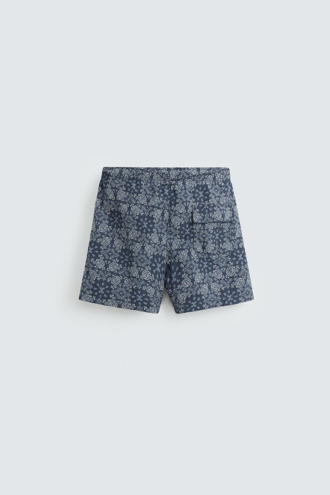 Zara Calções De Banho Médios Básico Com Estampado Paisley Azul Marinho