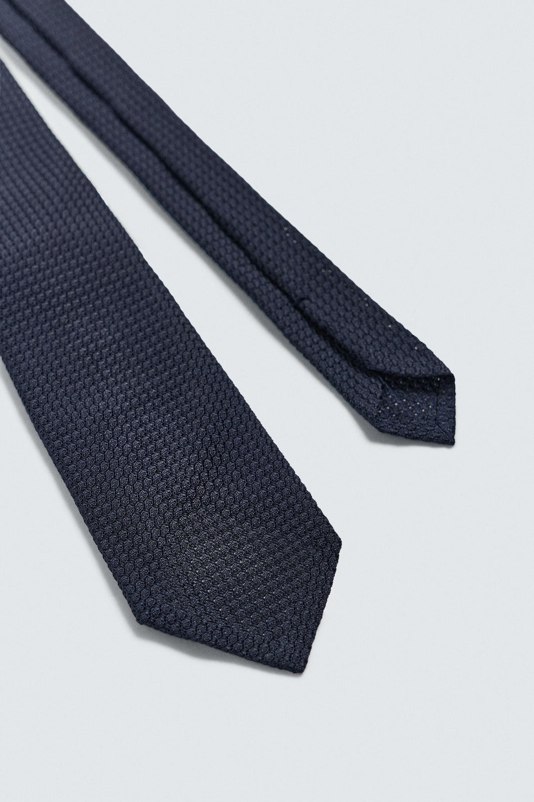 Zara Gravata Slim Com Textura Azul Marinho