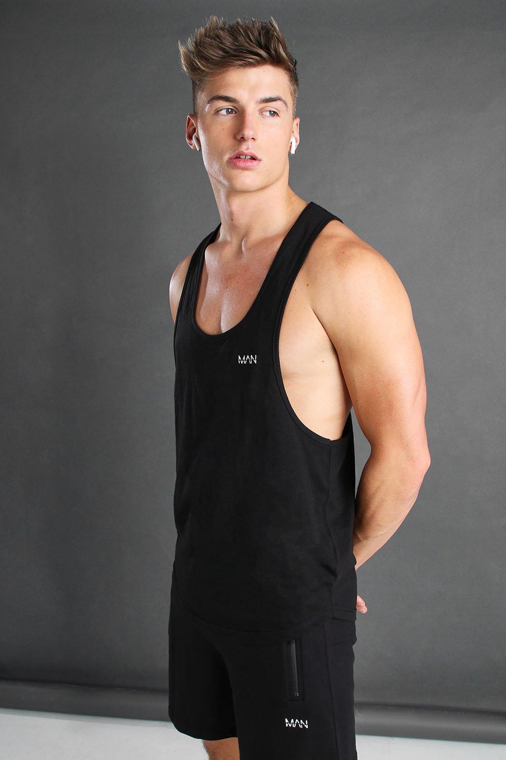 boohooMAN Active GYM Racer Vest Black