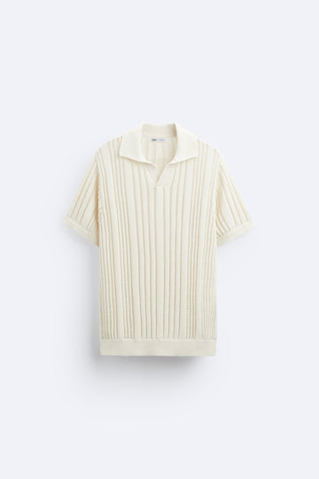 Zara Camisa Polo Com Textura De crochê