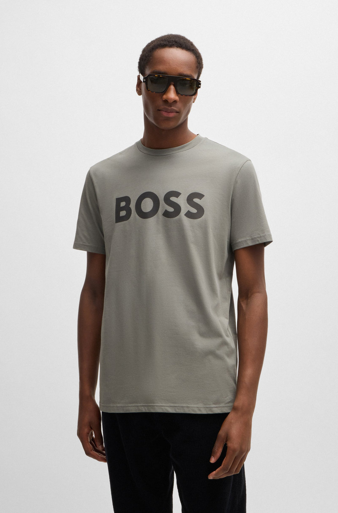 Boss T-shirt de Logo Cinza