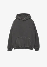 Pull Bear Sweatshirt Com Capuz Preto Lavado