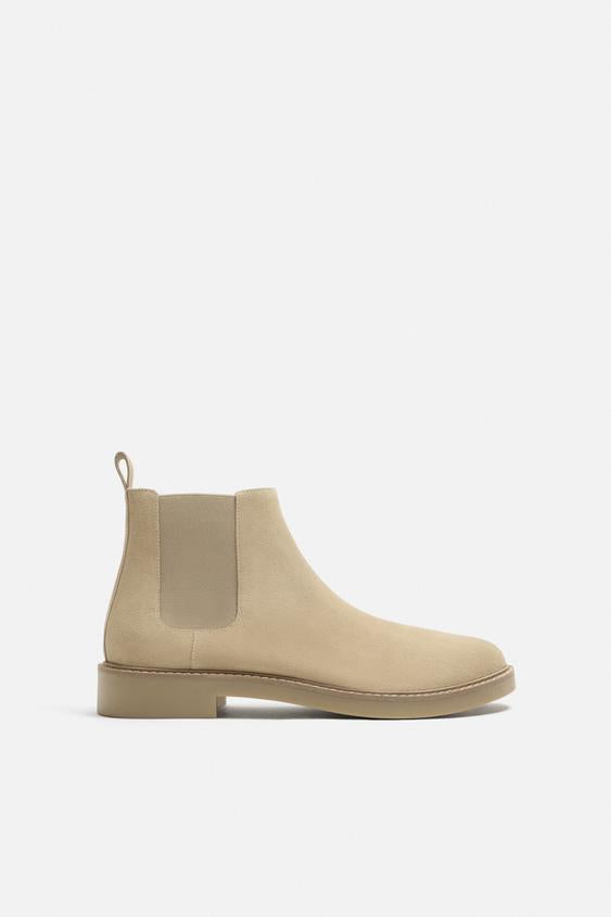 Zara Bota De Efeito Pele Castanho Areia