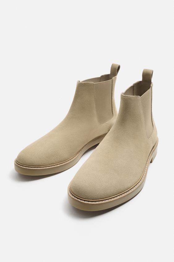 Zara Bota De Efeito Pele Castanho Areia