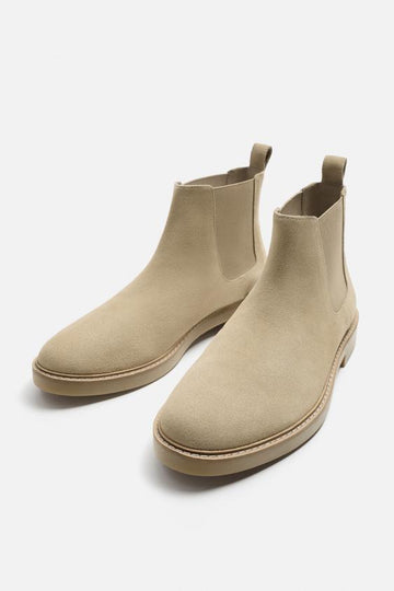 Zara Bota De Efeito Pele Castanho Areia