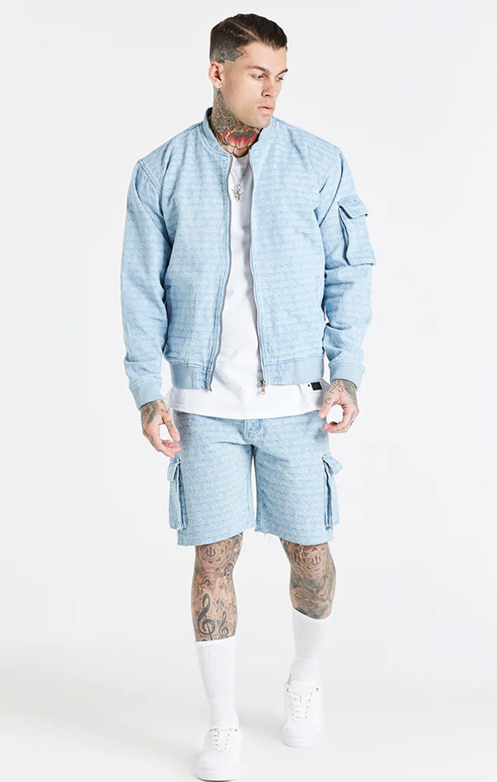 SikSilk Casaco Bomber Jacquard Azul Denim