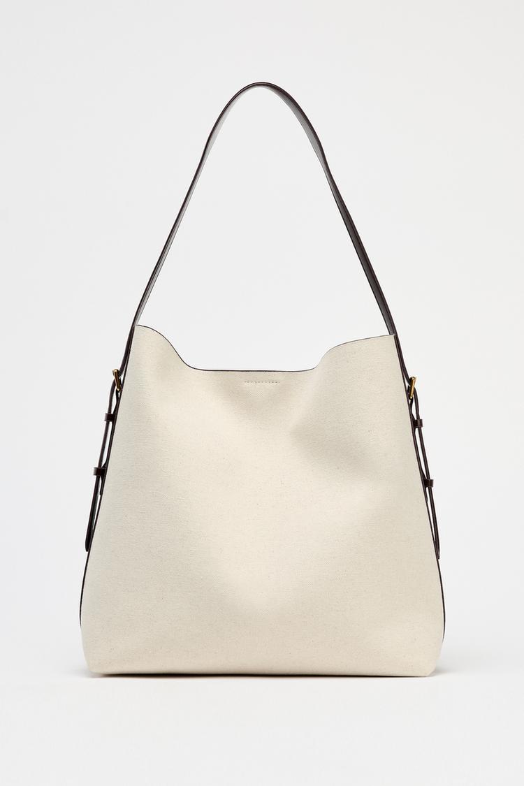 Zara Bolsa Maxi Saca Canvas Branca