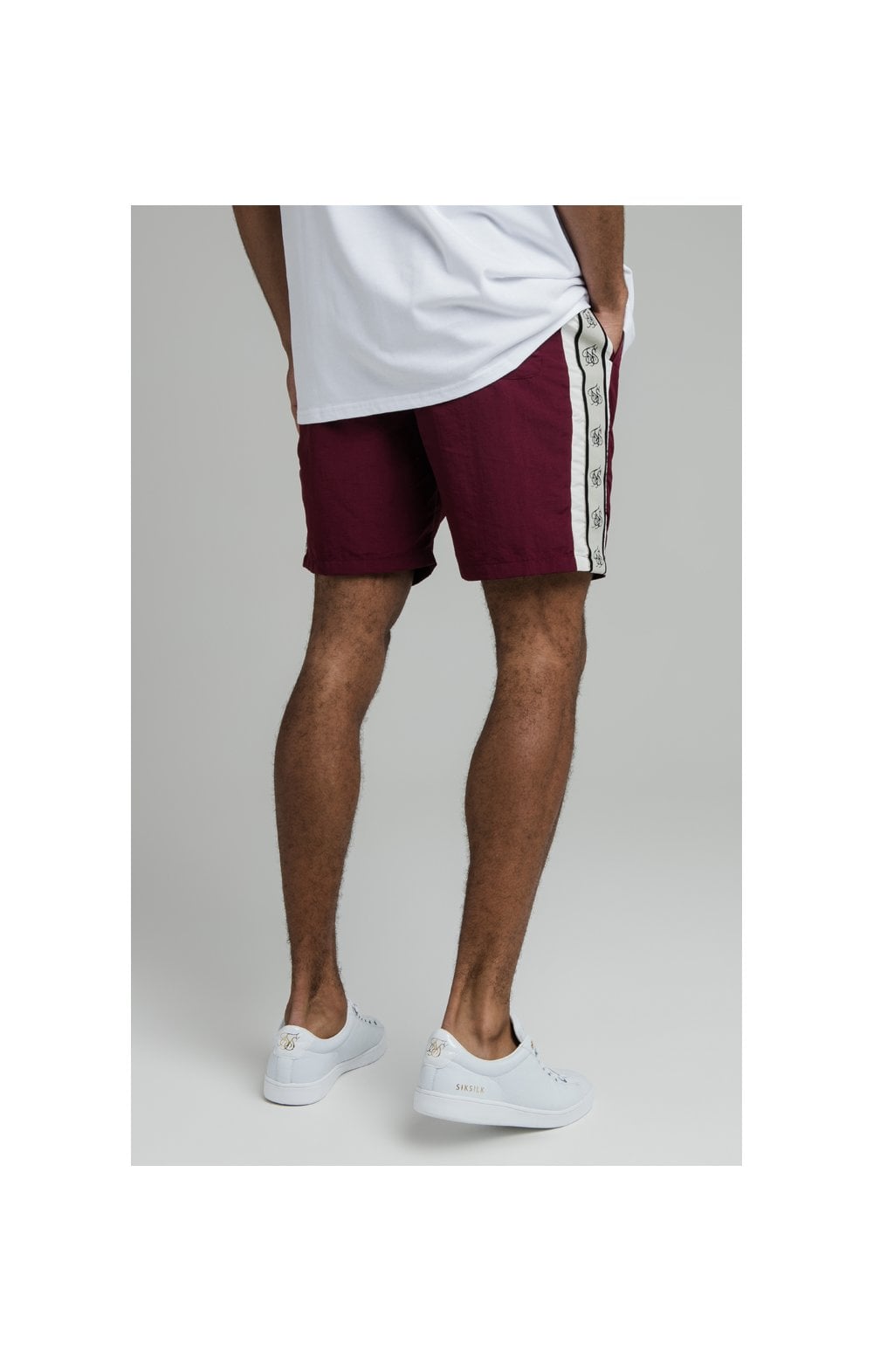 SikSilk Cali Tape Shorts Burgundy