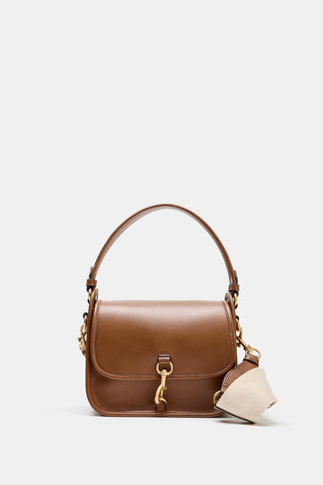 Zara  Bolsa Tiracolo Com Promenor De Fecho Castanho