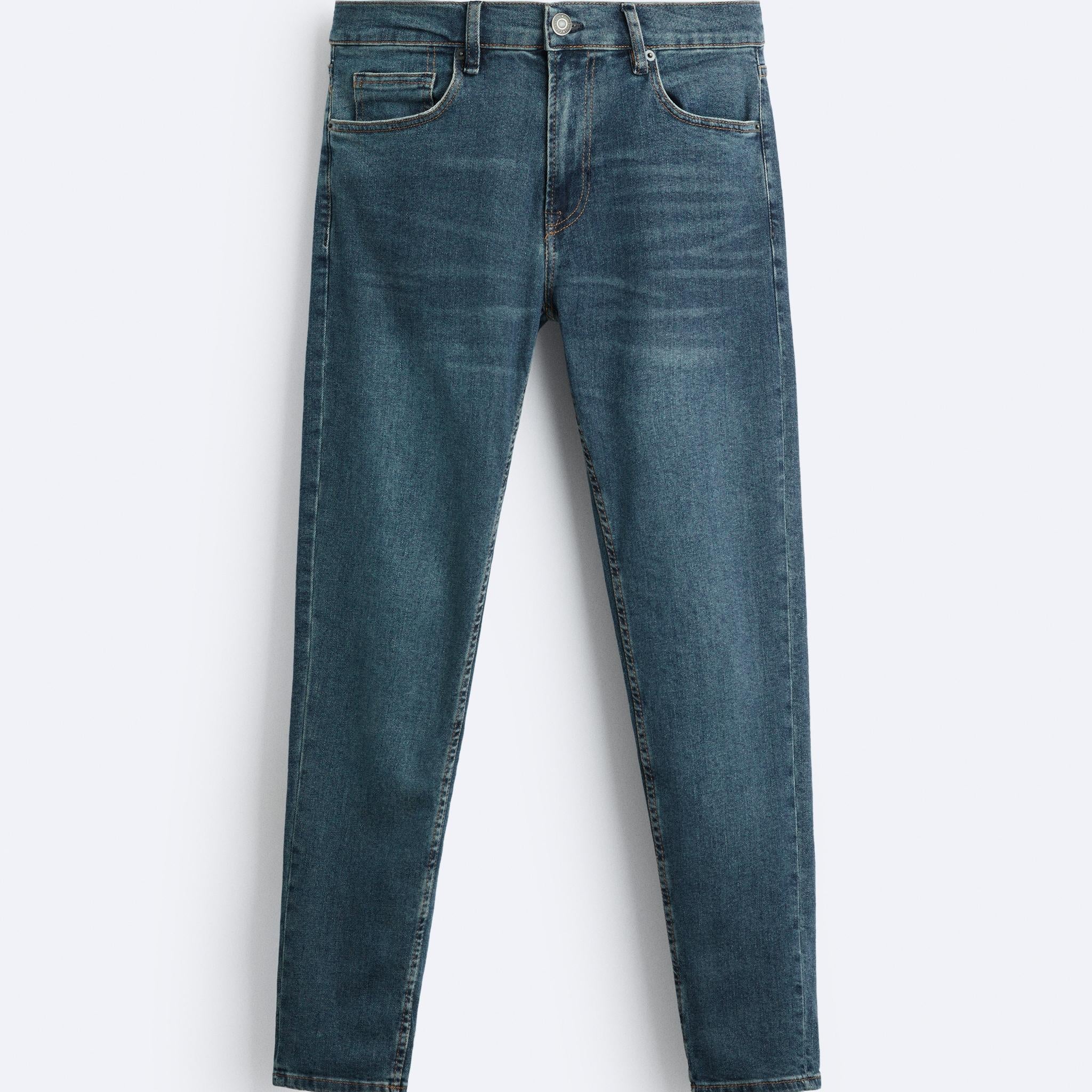 Zara Calças Jeans Slim Fit Azul