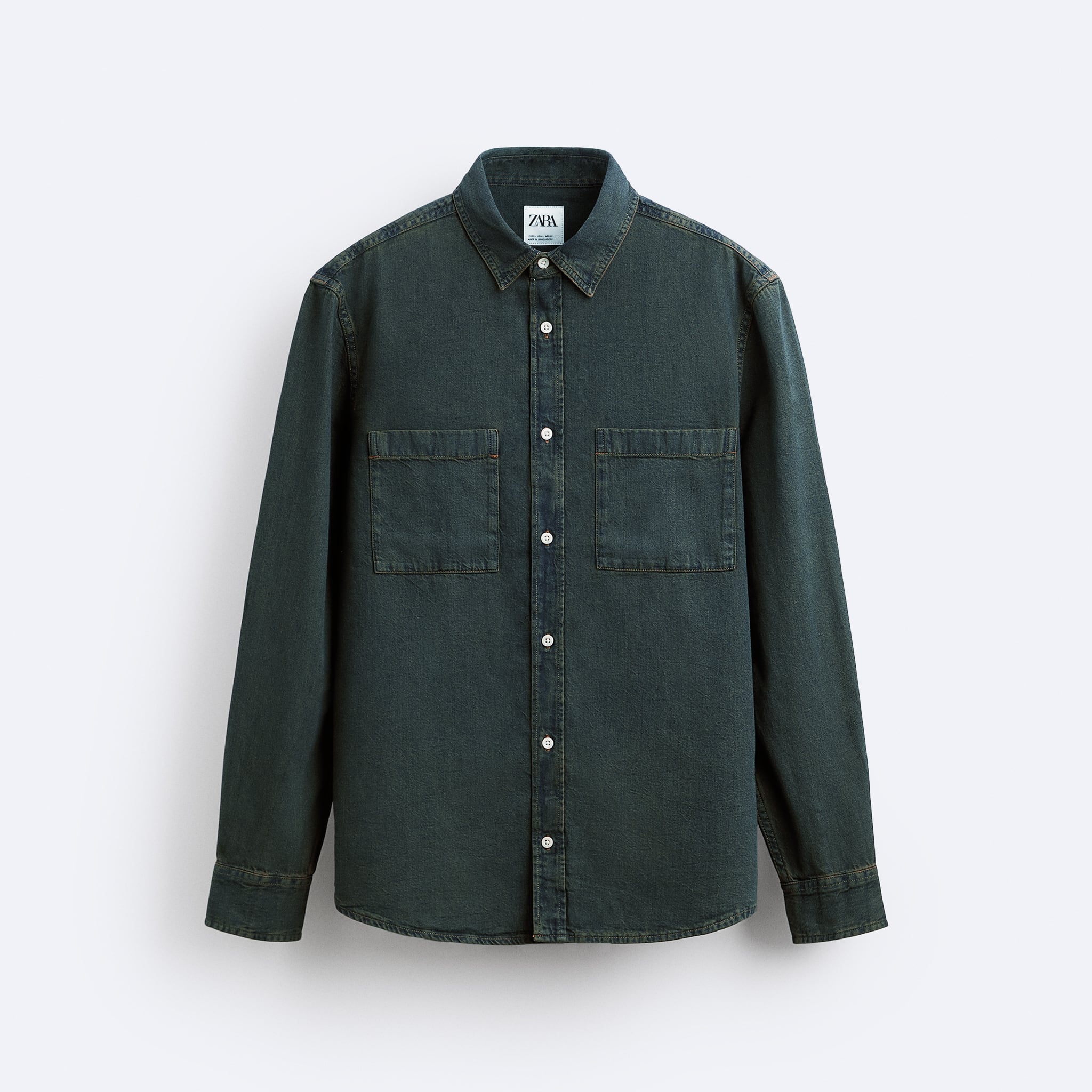 Zara Camisa Manga Comprida Jeans