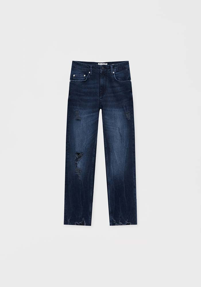 Pull&amp;Bear Calças Jeans Skinny Fit Com Rasgões Desfiado