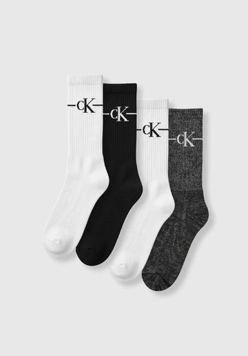 Calvin Klein Conjunto De 4 Meias Cinza e Brancas