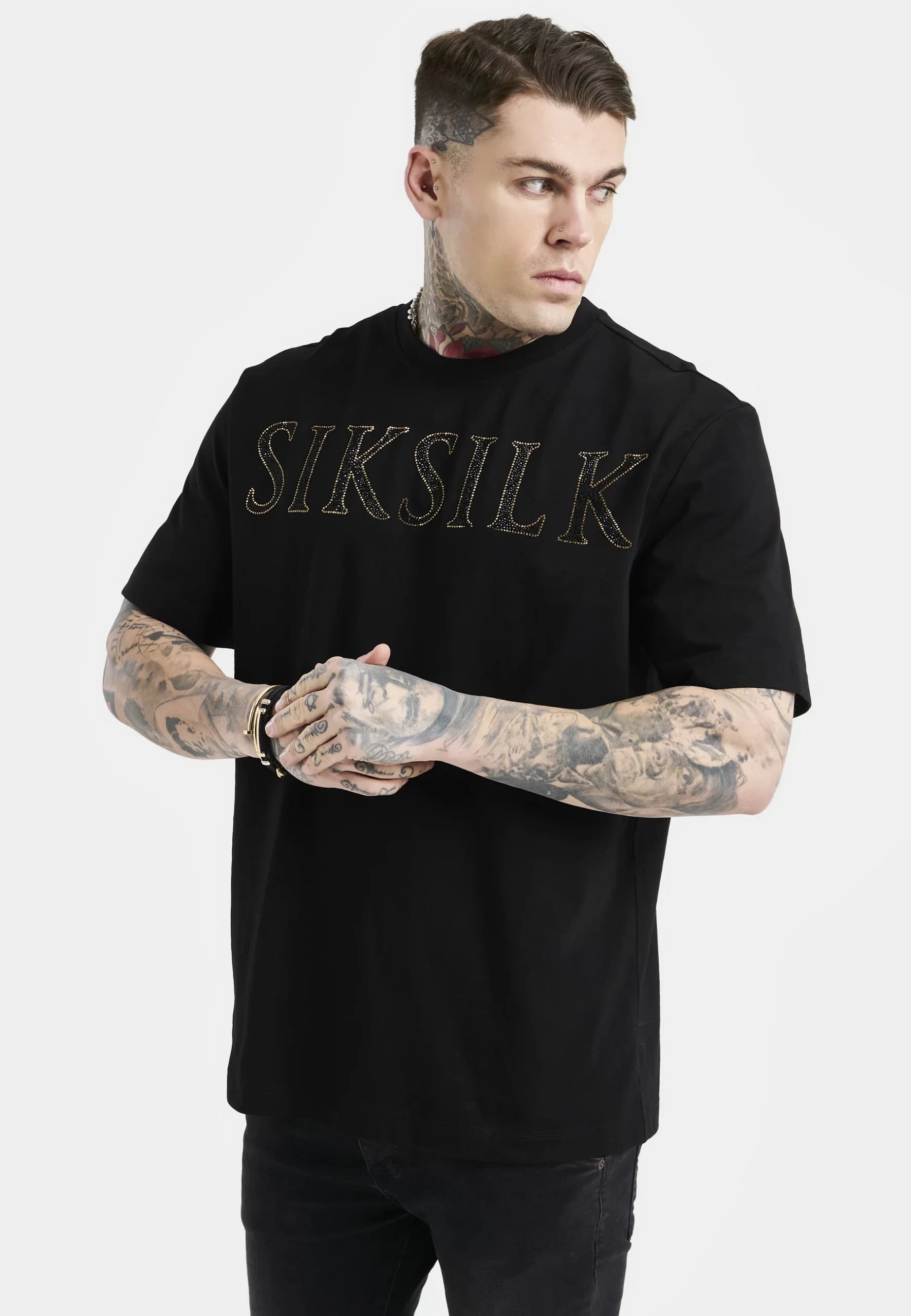 Siksilk T-Shirt Oversized com logo de strass