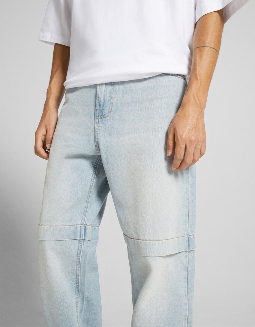 Bershka Calças Jeans Baggy Azul