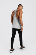 boohooMAN Active Poly Gym Racer Vest Silver