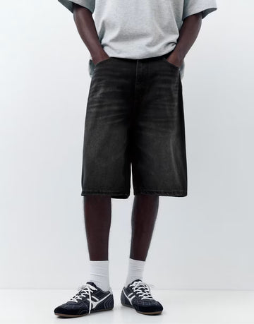 Pull&Bear Calção Preto Deslavado