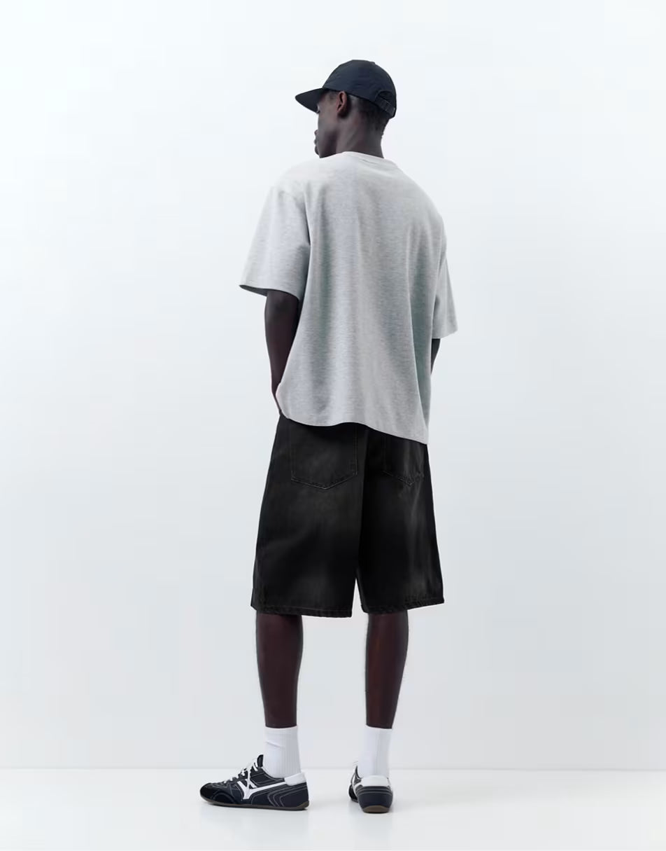 Pull&Bear Calção Preto Deslavado