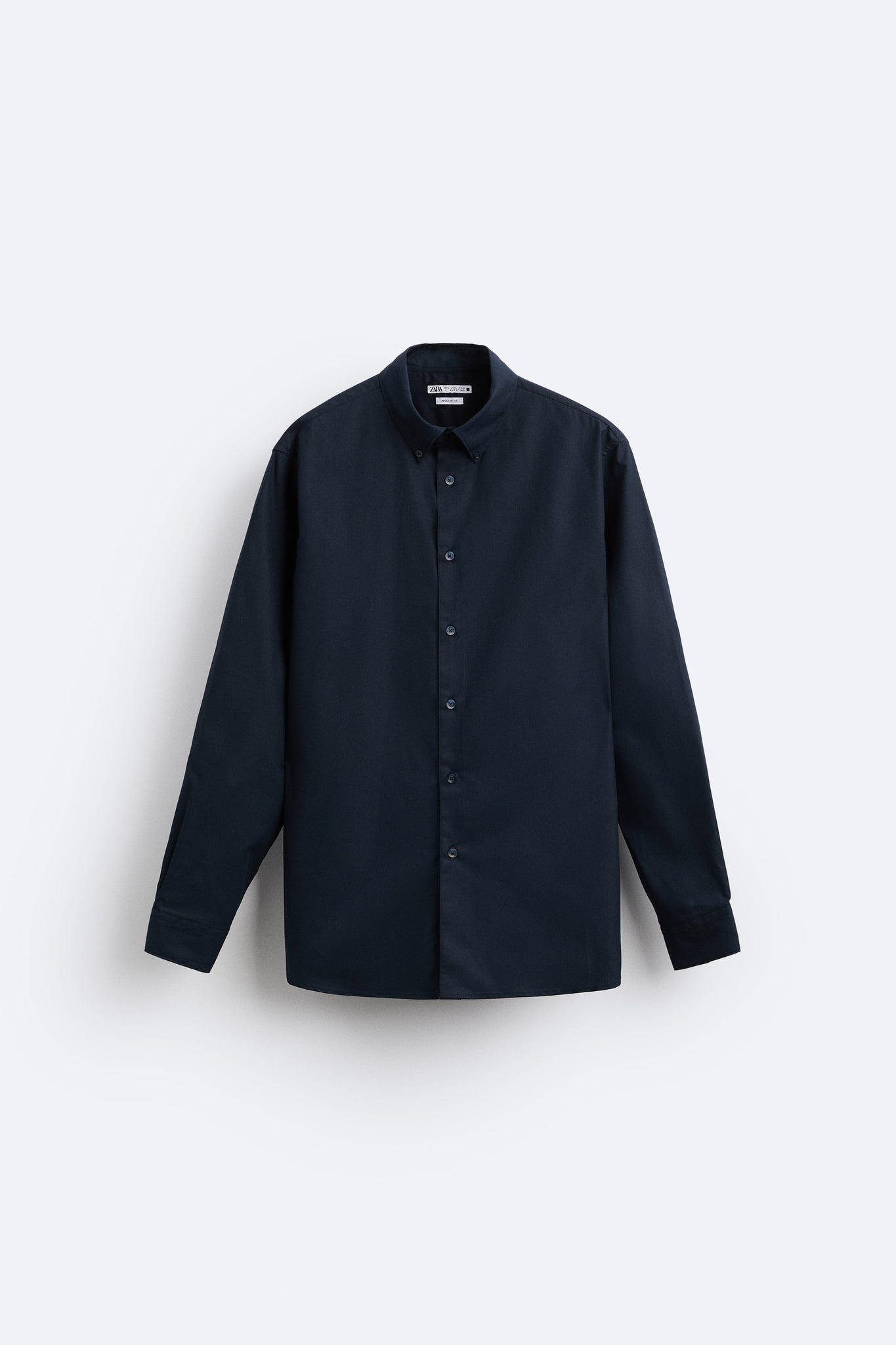 Zara Camisa Com Estrutura Twill Azul Marinho