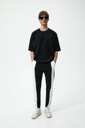 ZARA Calças Jogger Preto e Branco