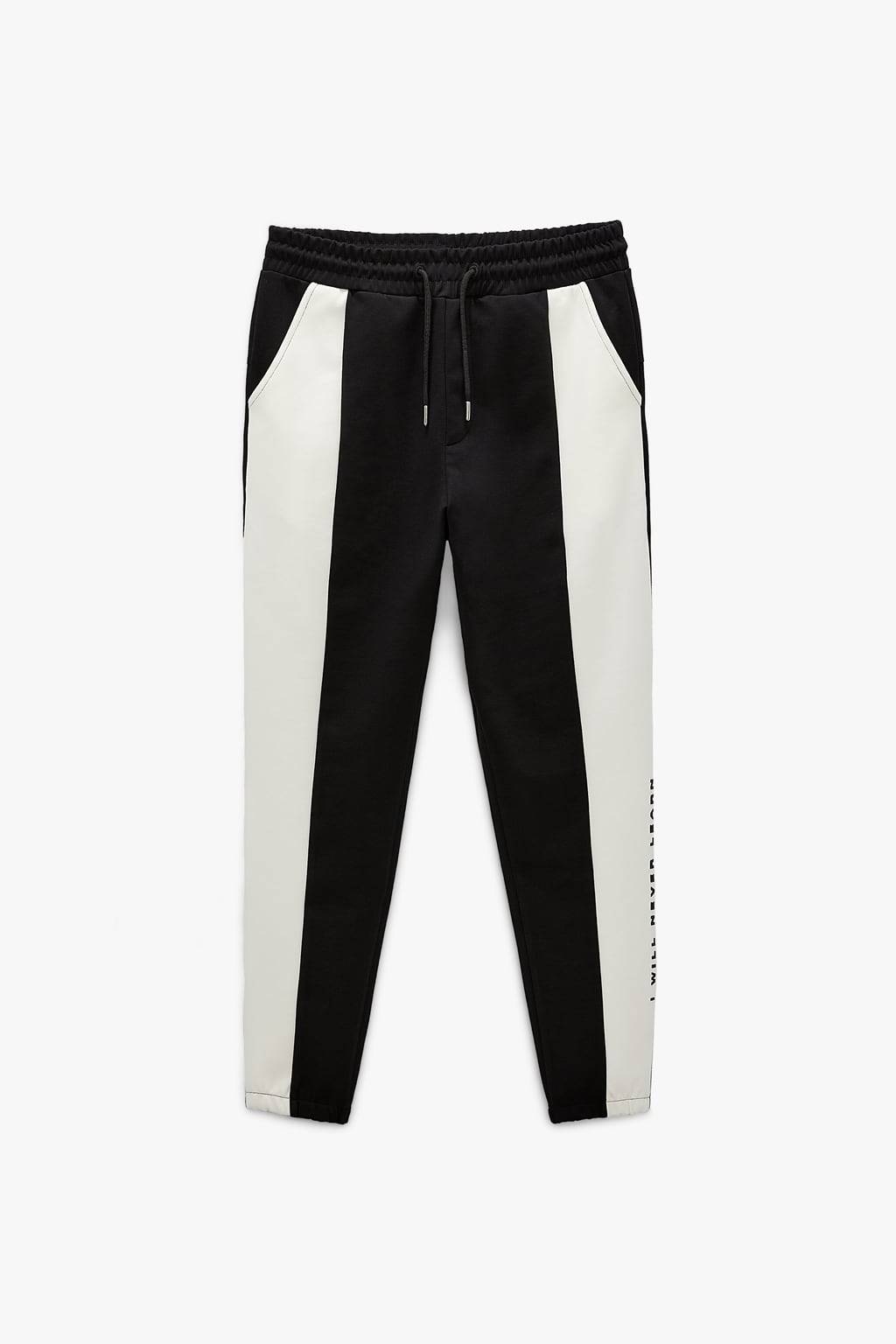 ZARA Calças Jogger Preto e Branco