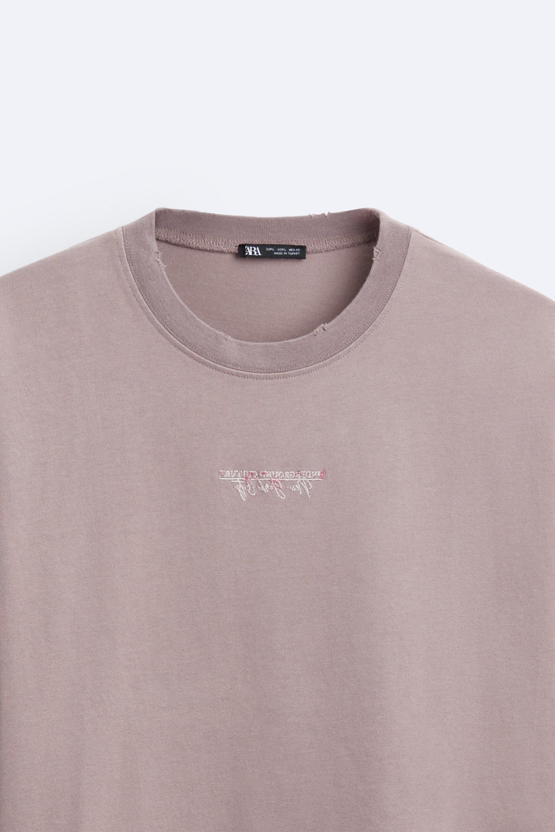 Zara T-Shirt Oversized Bordada Rosa