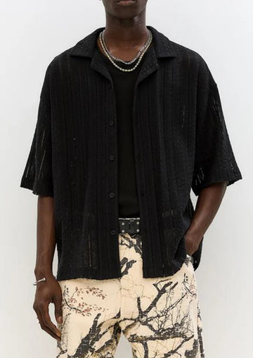 Pull&Bear Camisa De Estrutura Crochet Preta