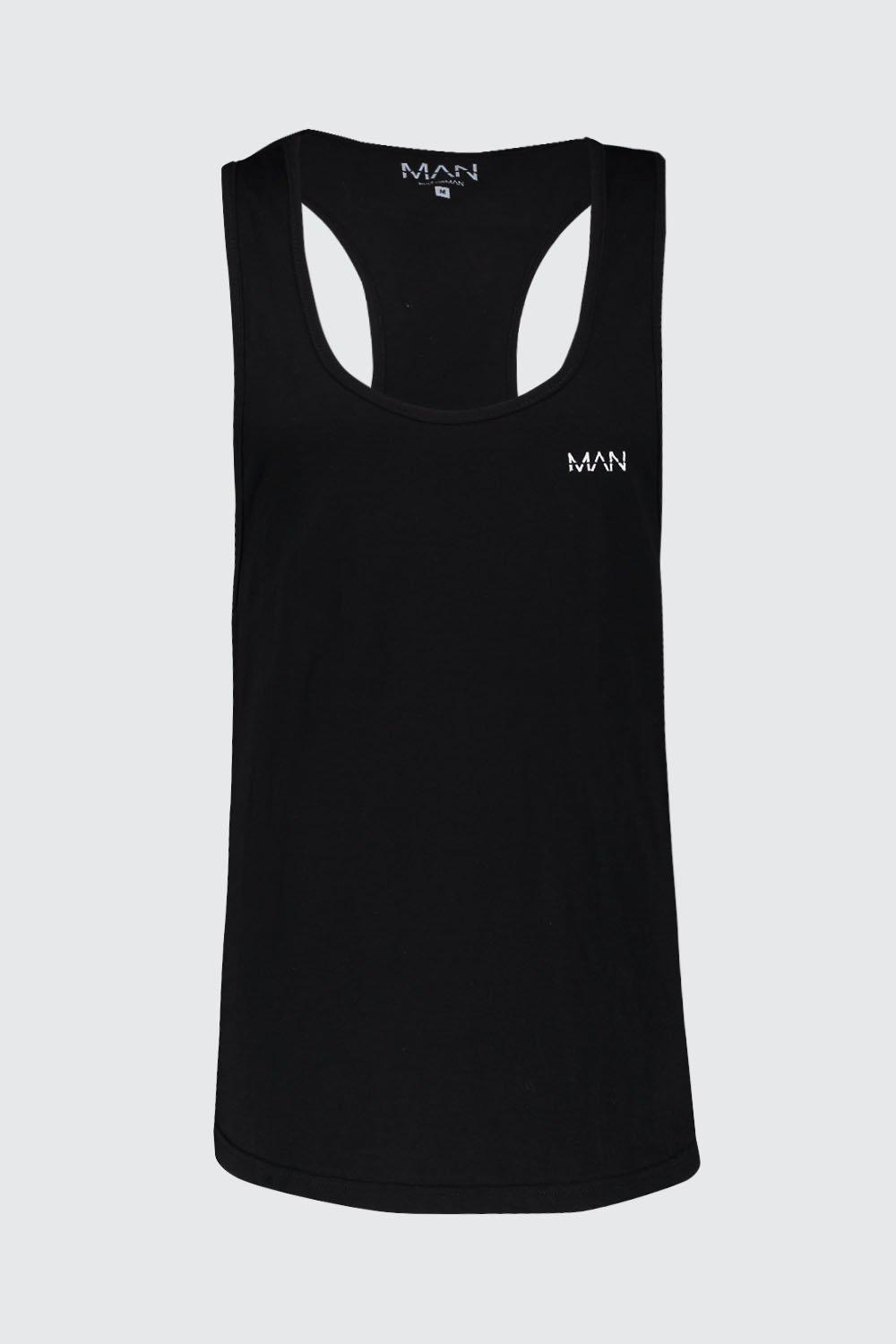 boohooMAN Active GYM Racer Vest Black