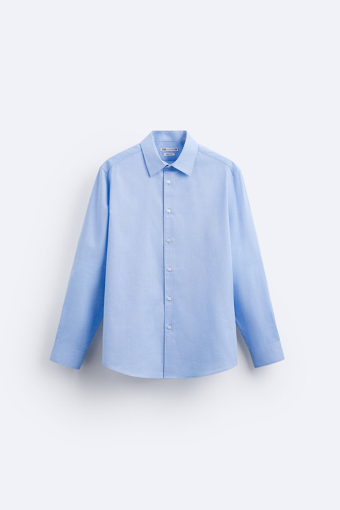 Zara Camisa Easy Care Com Estrutura Azul Celeste