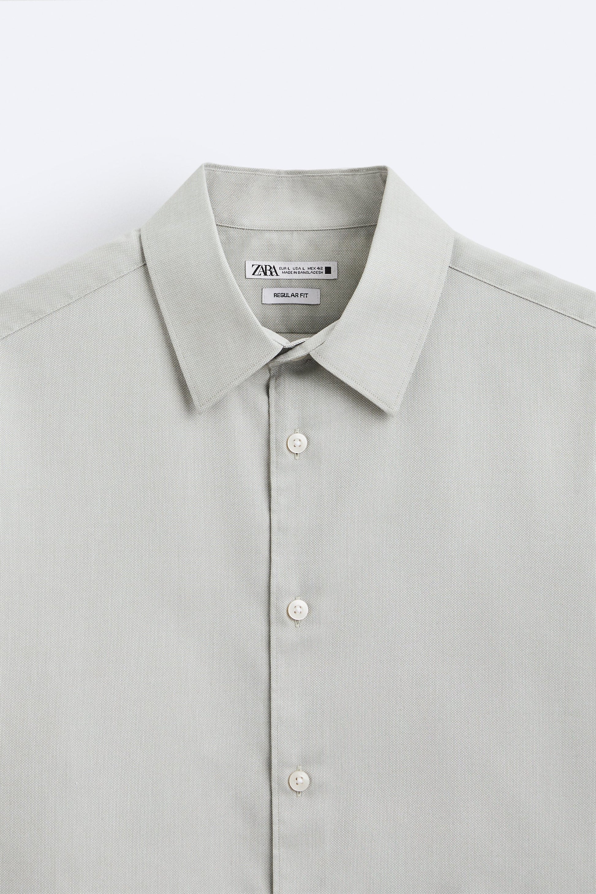 Zara Camisa Easy Care Com Estrutura Caqui