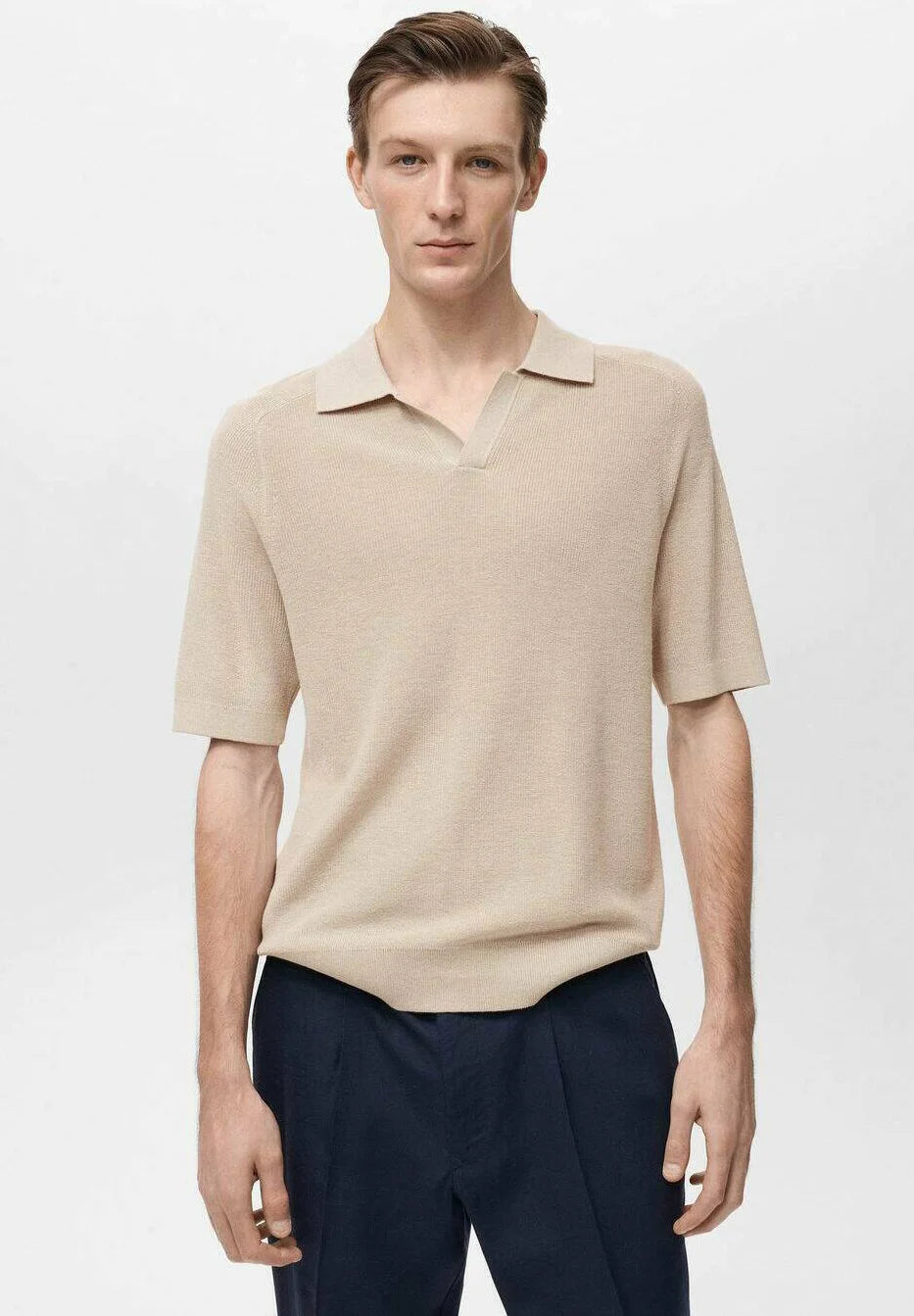 Mango Polo Lino Bege