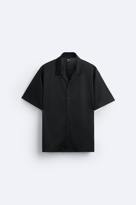 Zara Camisa Com Estrutura De Rede Preta