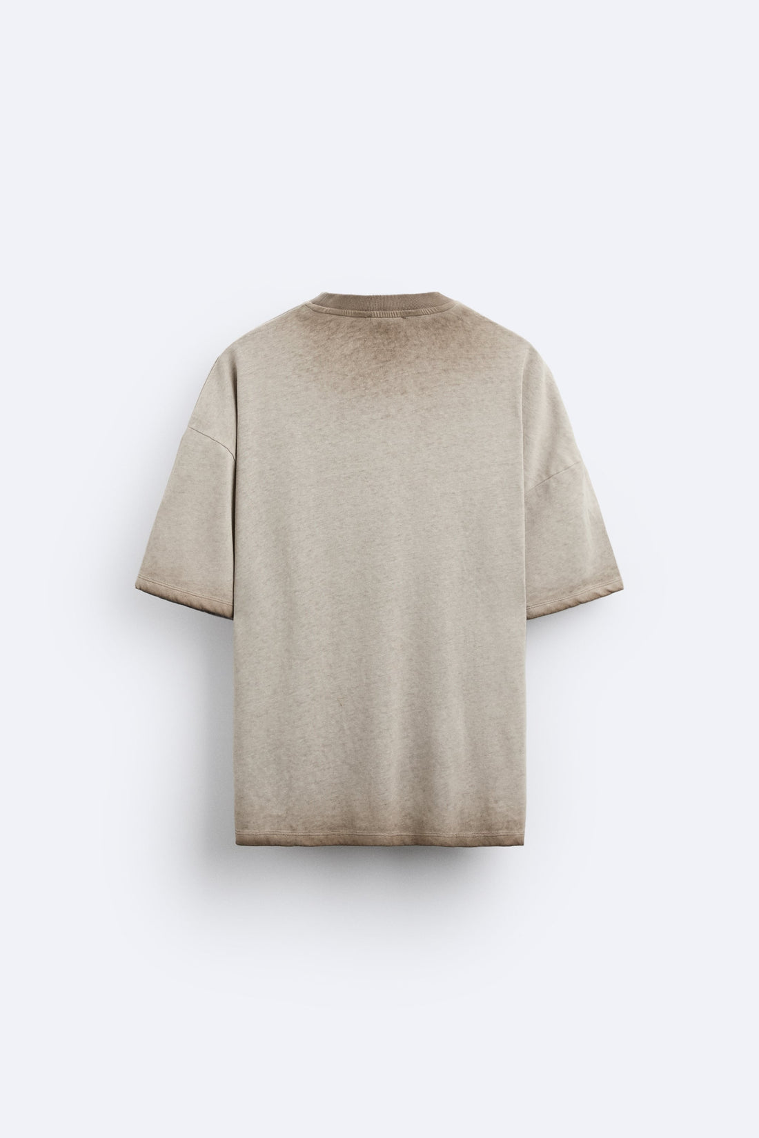 Zara T-Shirt De Mensagem Com Relevo Castanho Claro