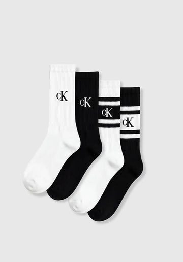 Calvin Klein Conjunto De 4 Meias Pretas e Brancas