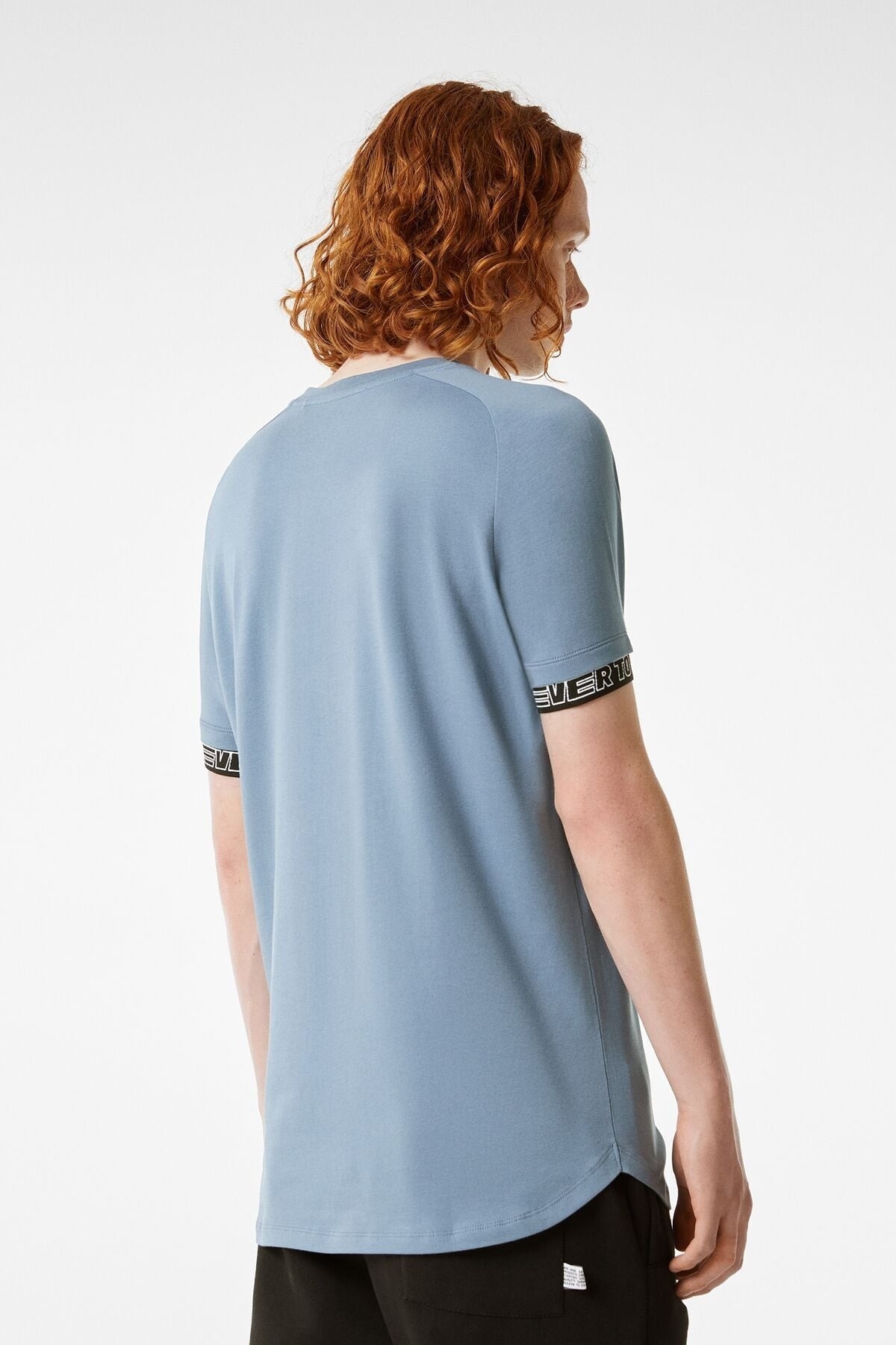 Bershka T-Shirt slim fit Azul