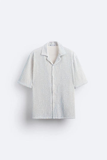 Zara Camisa De Manga Curta Com Textura Vertical