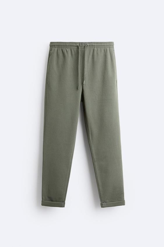 Zara Calças De Cintura Jogger Easy Care Verde