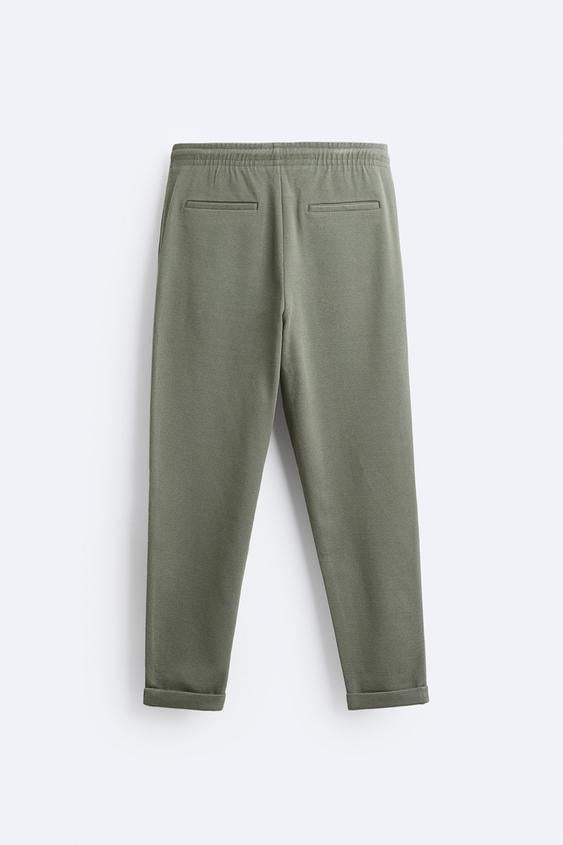 Zara Calças De Cintura Jogger Easy Care Verde