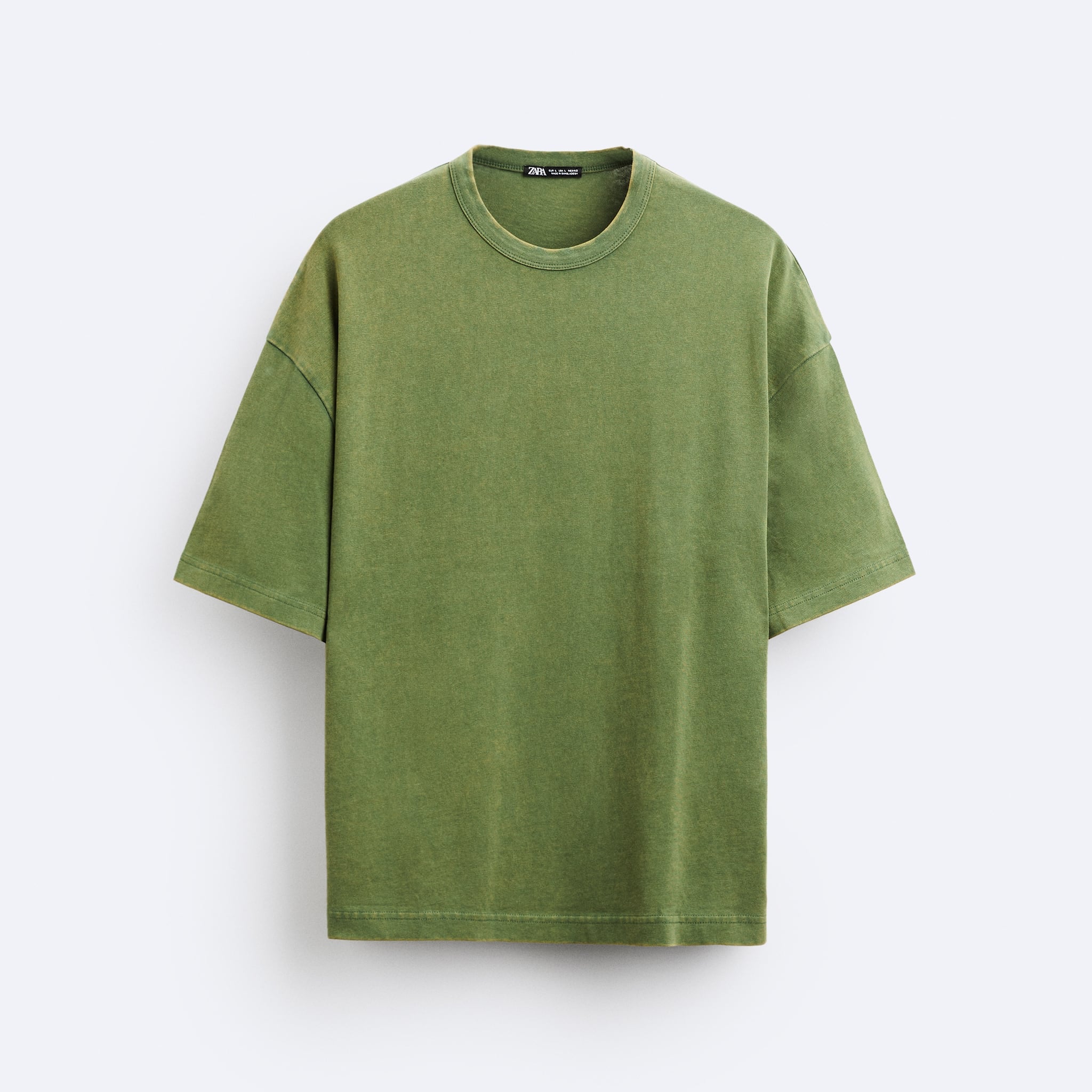 Zara T-Shirt Com Estampa Lavada Ácida Verde