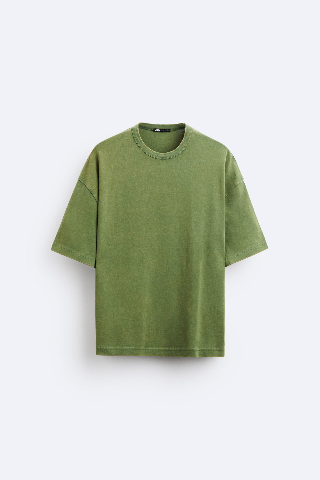 Zara T-Shirt Com Estampa Lavada Ácida Verde