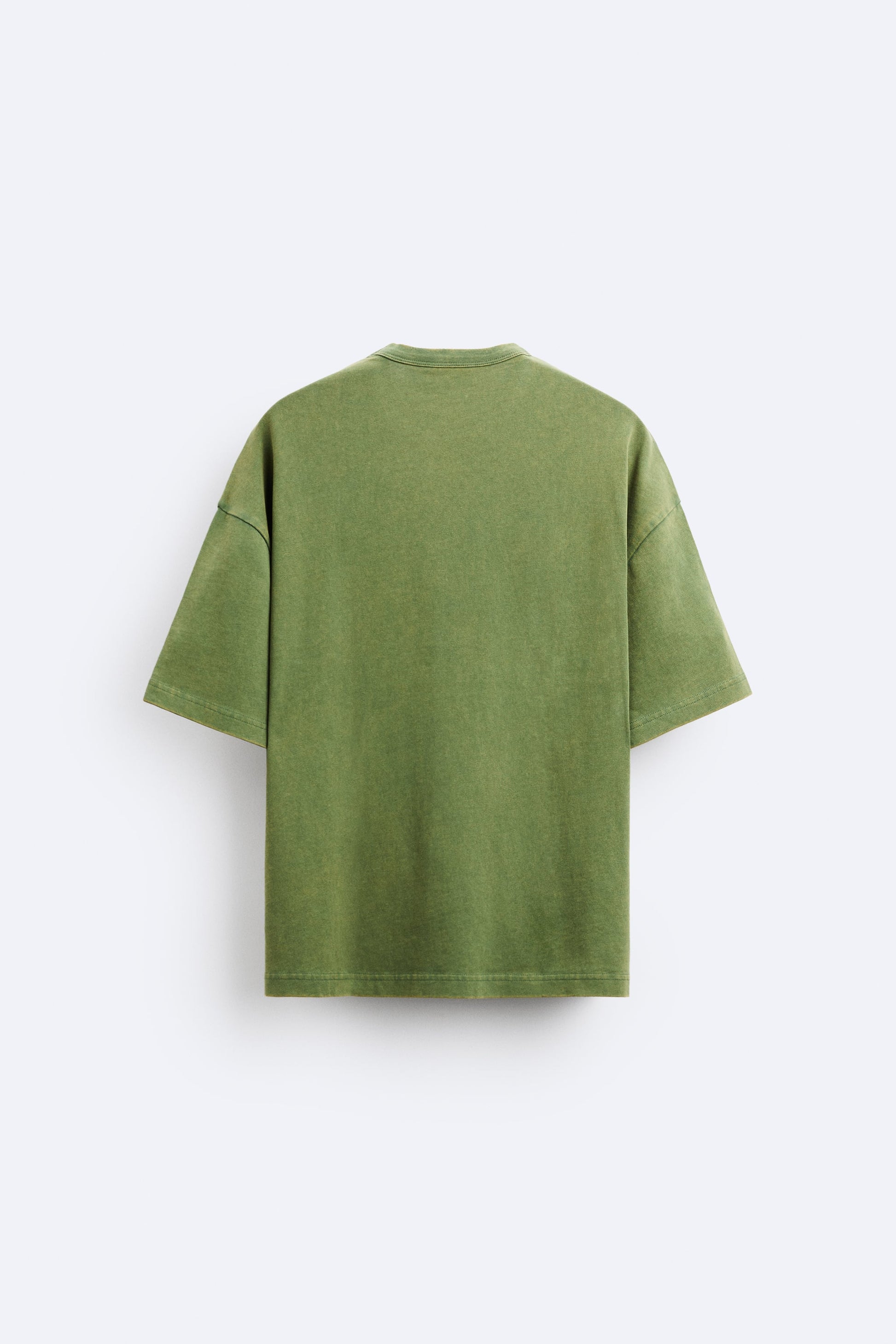 Zara T-Shirt Com Estampa Lavada Ácida Verde